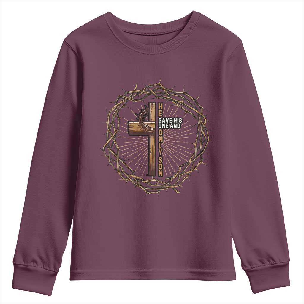 Christian Cross Youth Sweatshirt Bible John 3:16 Jesus He Gave His Only Son Jesus Christian - Wonder Print Shop