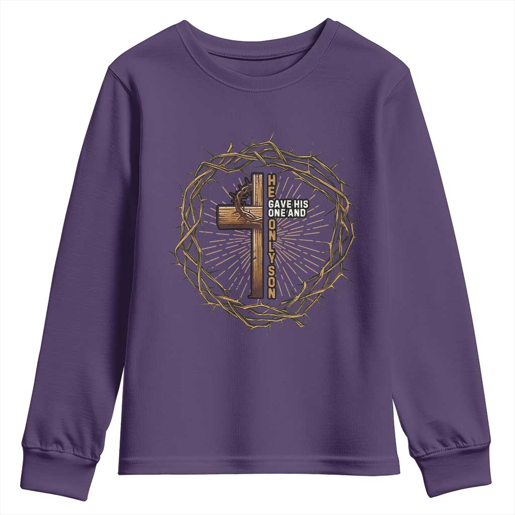 Christian Cross Youth Sweatshirt Bible John 3:16 Jesus He Gave His Only Son Jesus Christian - Wonder Print Shop