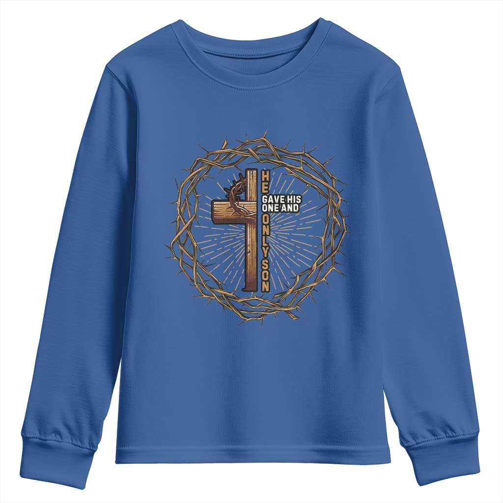 Christian Cross Youth Sweatshirt Bible John 3:16 Jesus He Gave His Only Son Jesus Christian - Wonder Print Shop