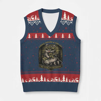 Tactical Trash Panda V-Neck Knit Sweater Vest Funny Raccoon Military Graphic Patriotic Veteran