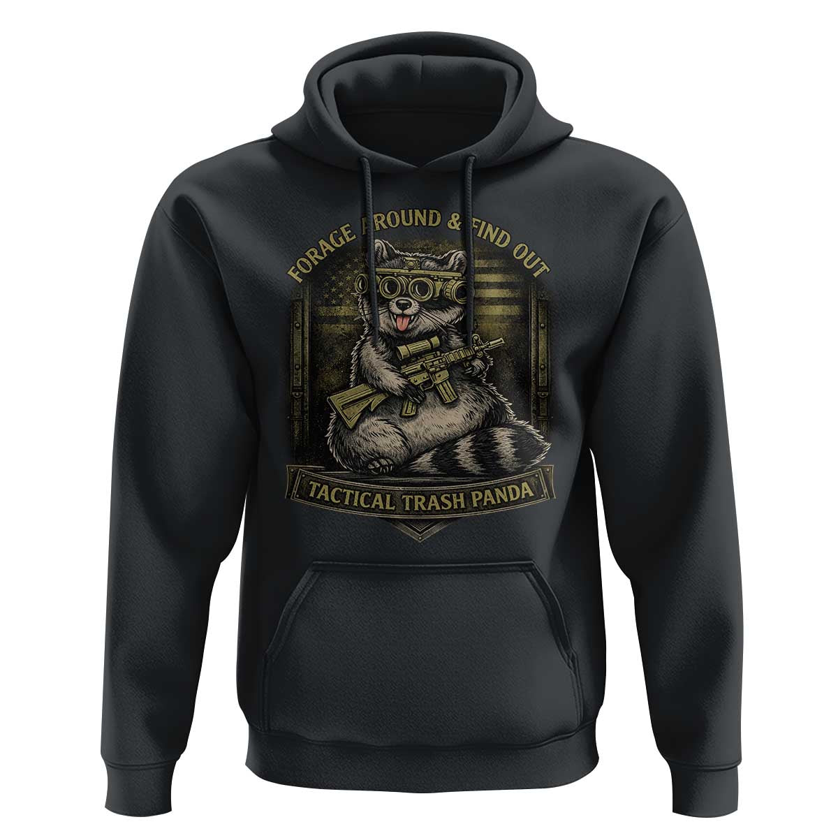 Tactical Trash Panda Hoodie Funny Raccoon Military Graphic Patriotic Veteran