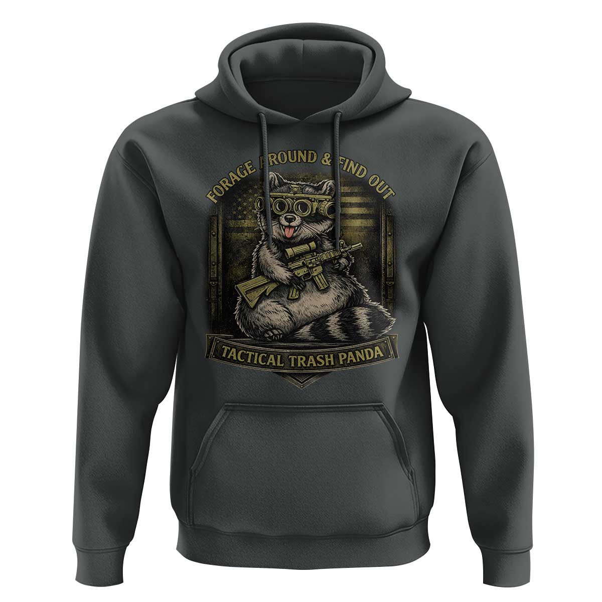 Tactical Trash Panda Hoodie Funny Raccoon Military Graphic Patriotic Veteran