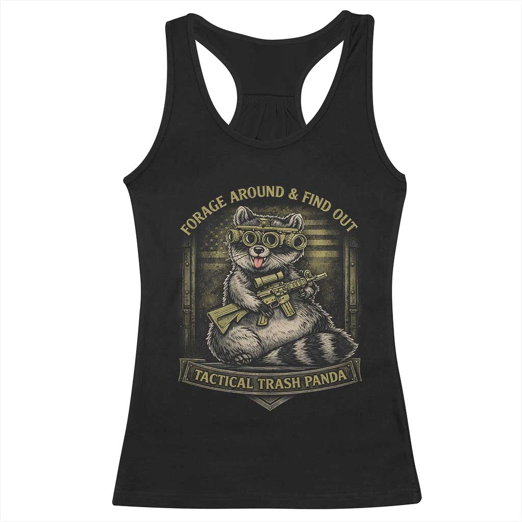 Tactical Trash Panda Racerback Tank Top Funny Raccoon Military Graphic Patriotic Veteran