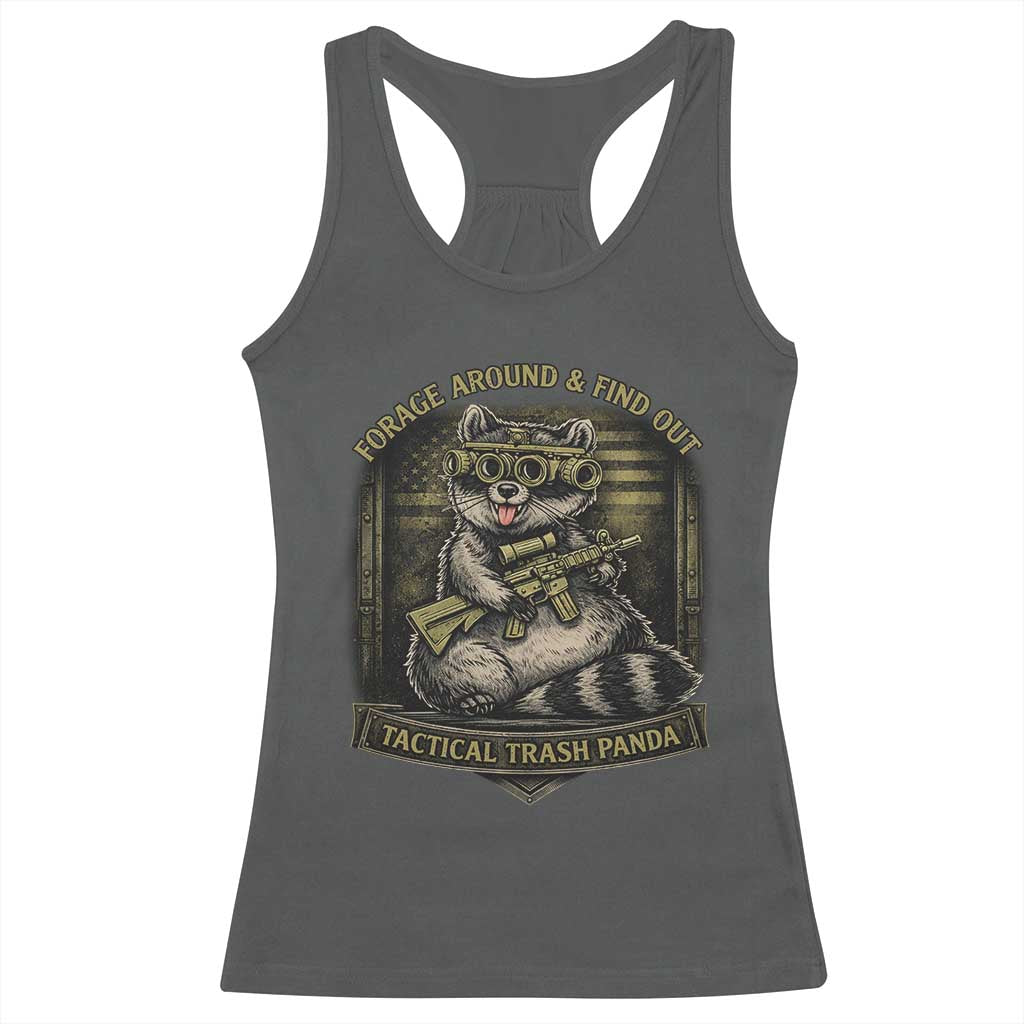 Tactical Trash Panda Racerback Tank Top Funny Raccoon Military Graphic Patriotic Veteran