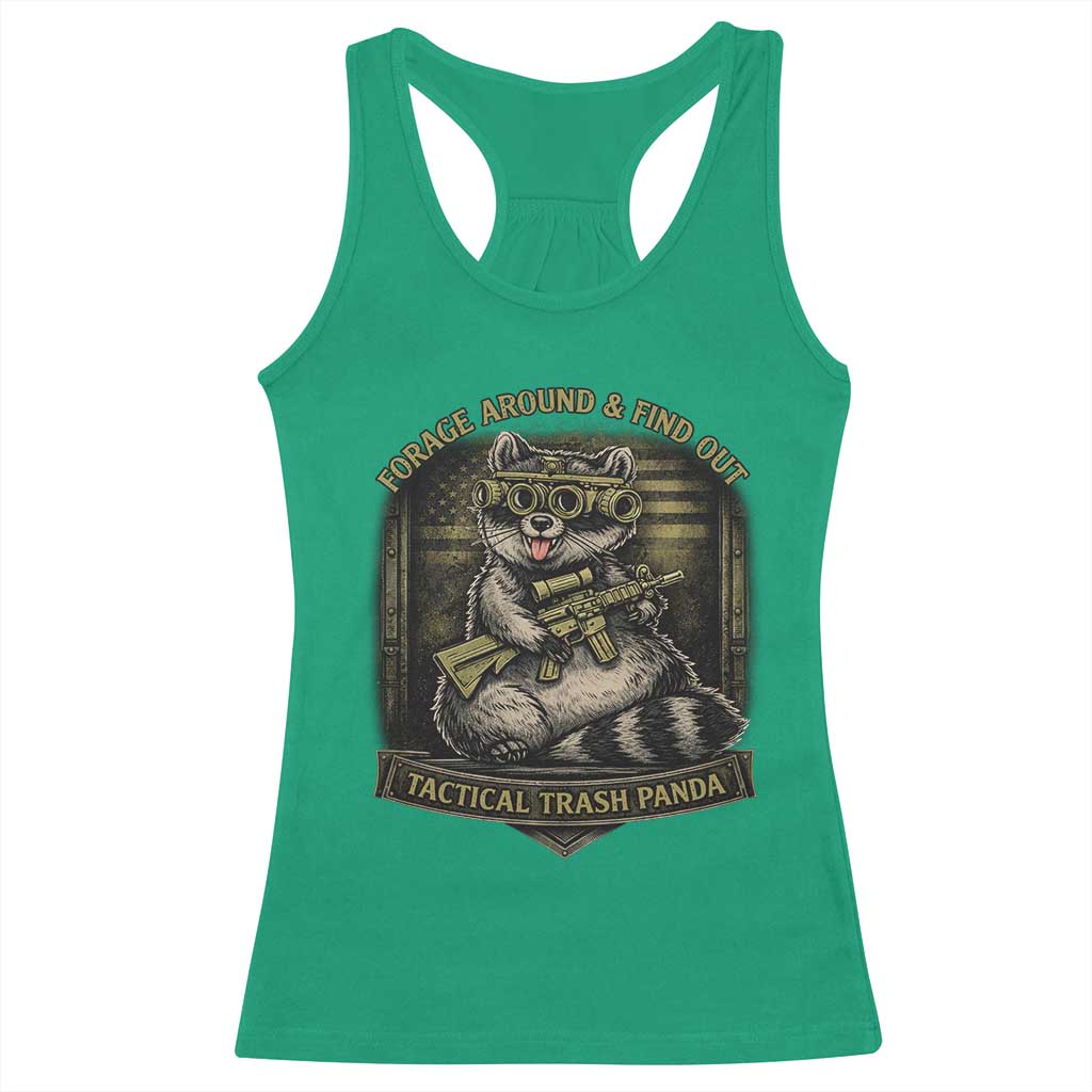 Tactical Trash Panda Racerback Tank Top Funny Raccoon Military Graphic Patriotic Veteran