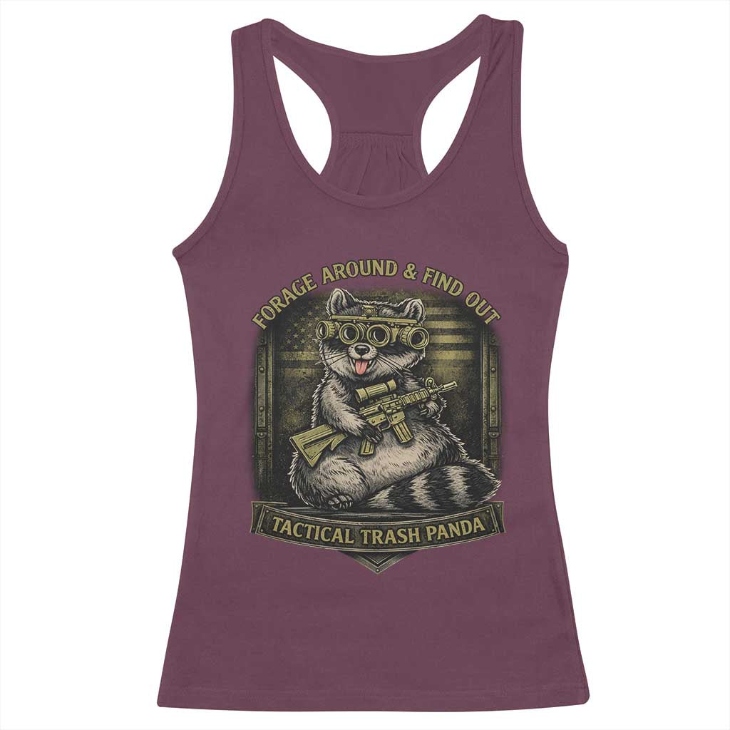 Tactical Trash Panda Racerback Tank Top Funny Raccoon Military Graphic Patriotic Veteran