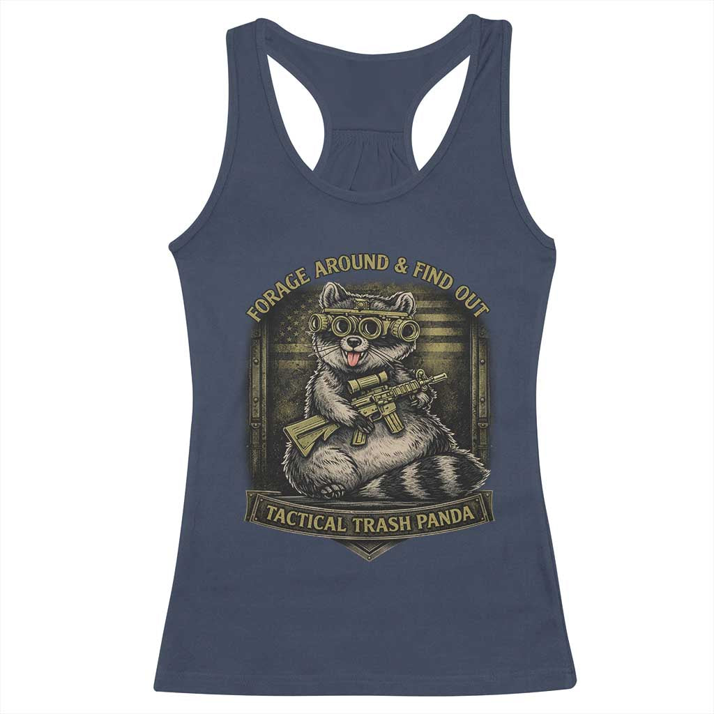 Tactical Trash Panda Racerback Tank Top Funny Raccoon Military Graphic Patriotic Veteran