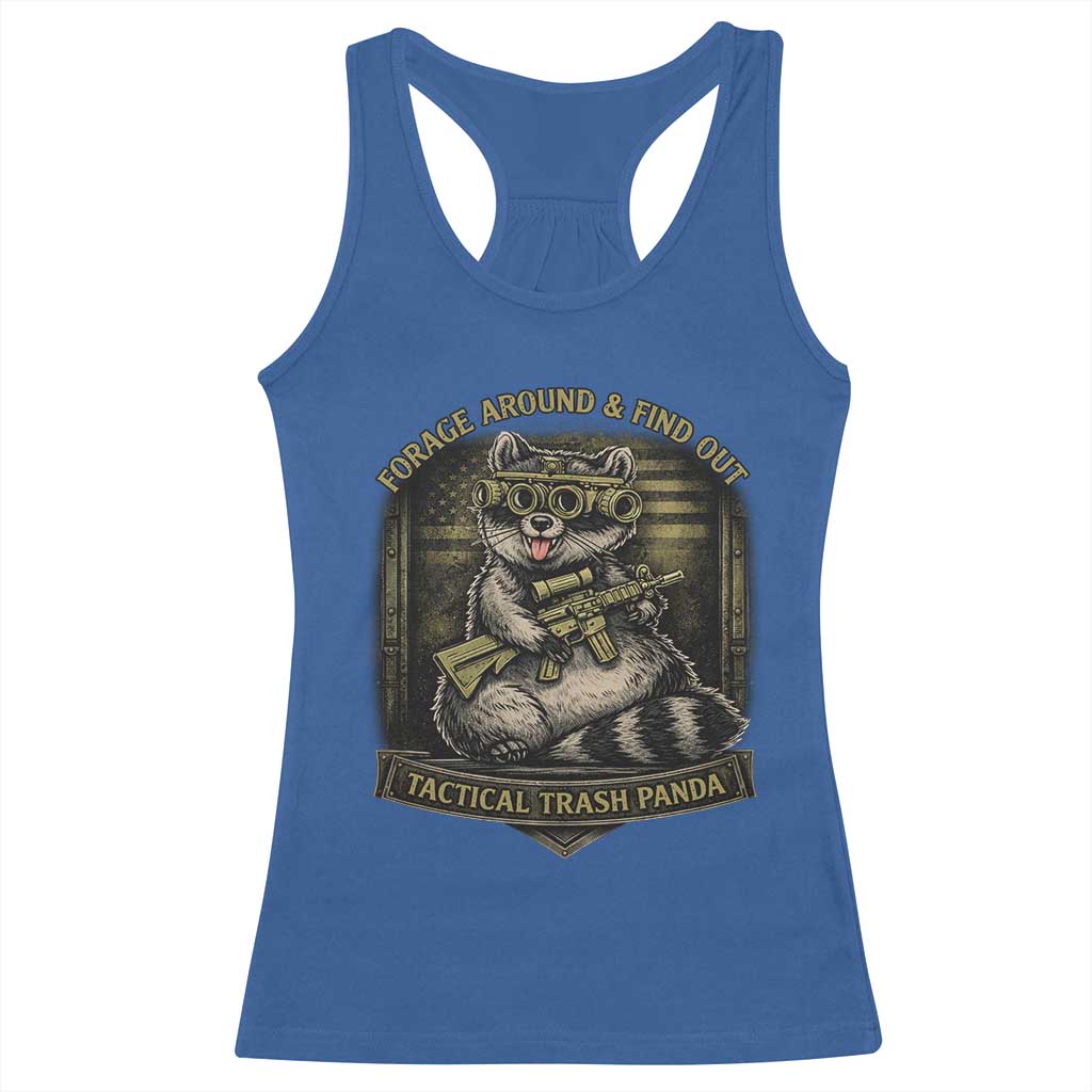 Tactical Trash Panda Racerback Tank Top Funny Raccoon Military Graphic Patriotic Veteran