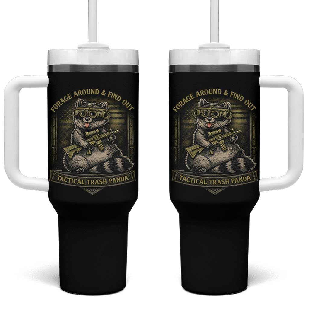 Tactical Trash Panda Tumbler With Handle Funny Raccoon Military Graphic Patriotic Veteran
