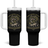 Tactical Trash Panda Tumbler With Handle Funny Raccoon Military Graphic Patriotic Veteran