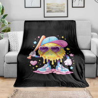 Funny Softball Drip Throw Blanket Ice Cream Sprinkles Softball Girls Kid