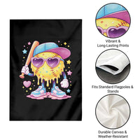 Funny Softball Drip Garden Flag Ice Cream Sprinkles Softball Girls Kid