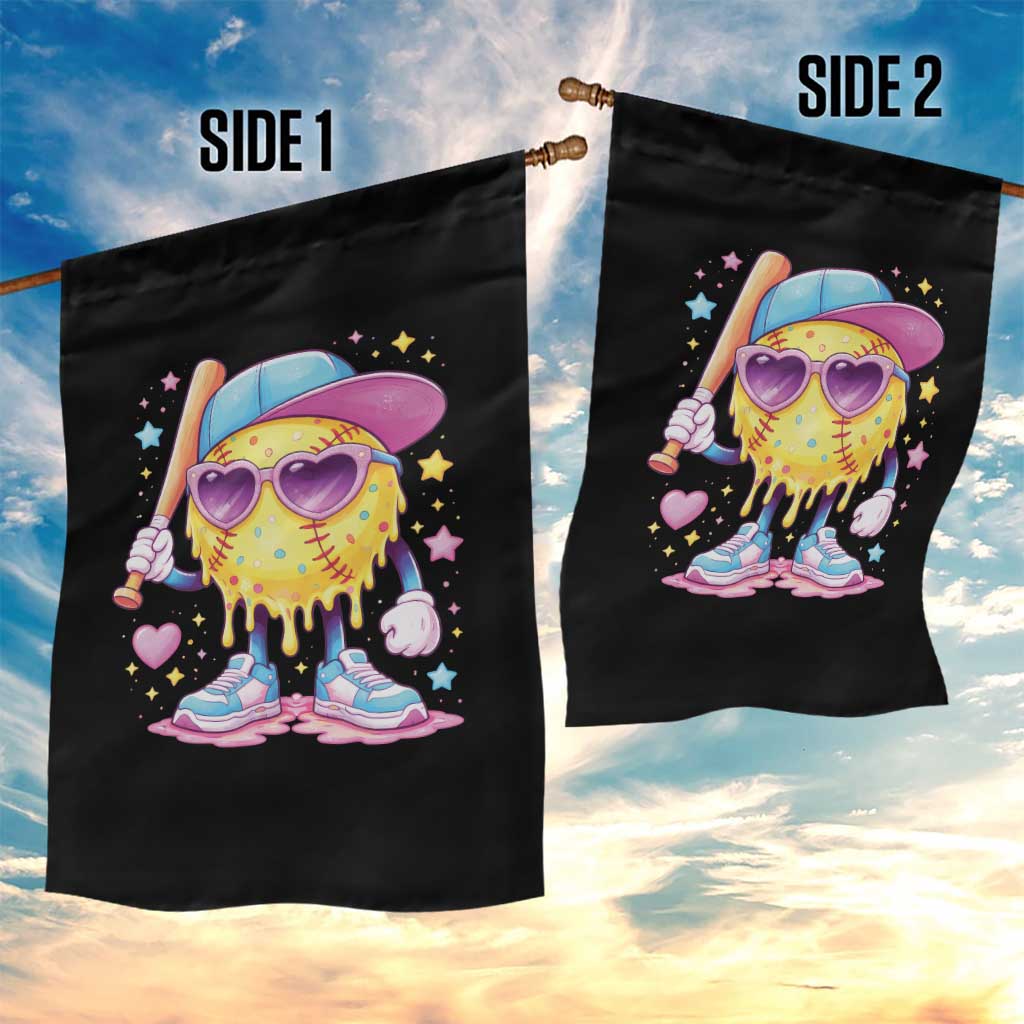 Funny Softball Drip Garden Flag Ice Cream Sprinkles Softball Girls Kid