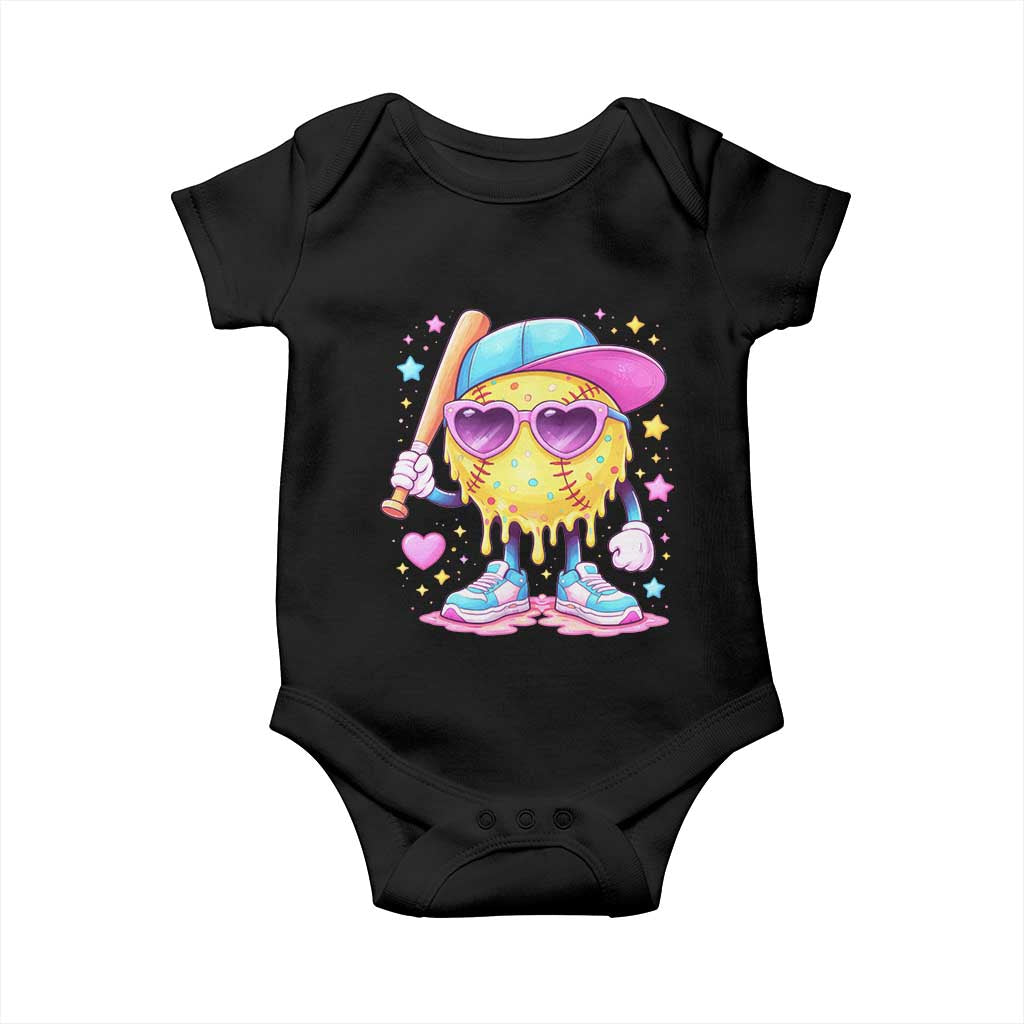 Funny Softball Drip Baby Onesie Ice Cream Sprinkles Softball Girls Kid