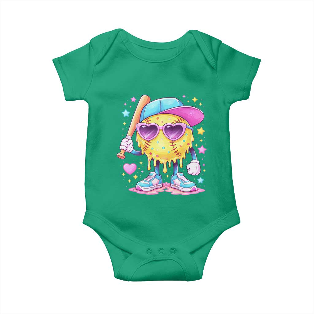 Funny Softball Drip Baby Onesie Ice Cream Sprinkles Softball Girls Kid