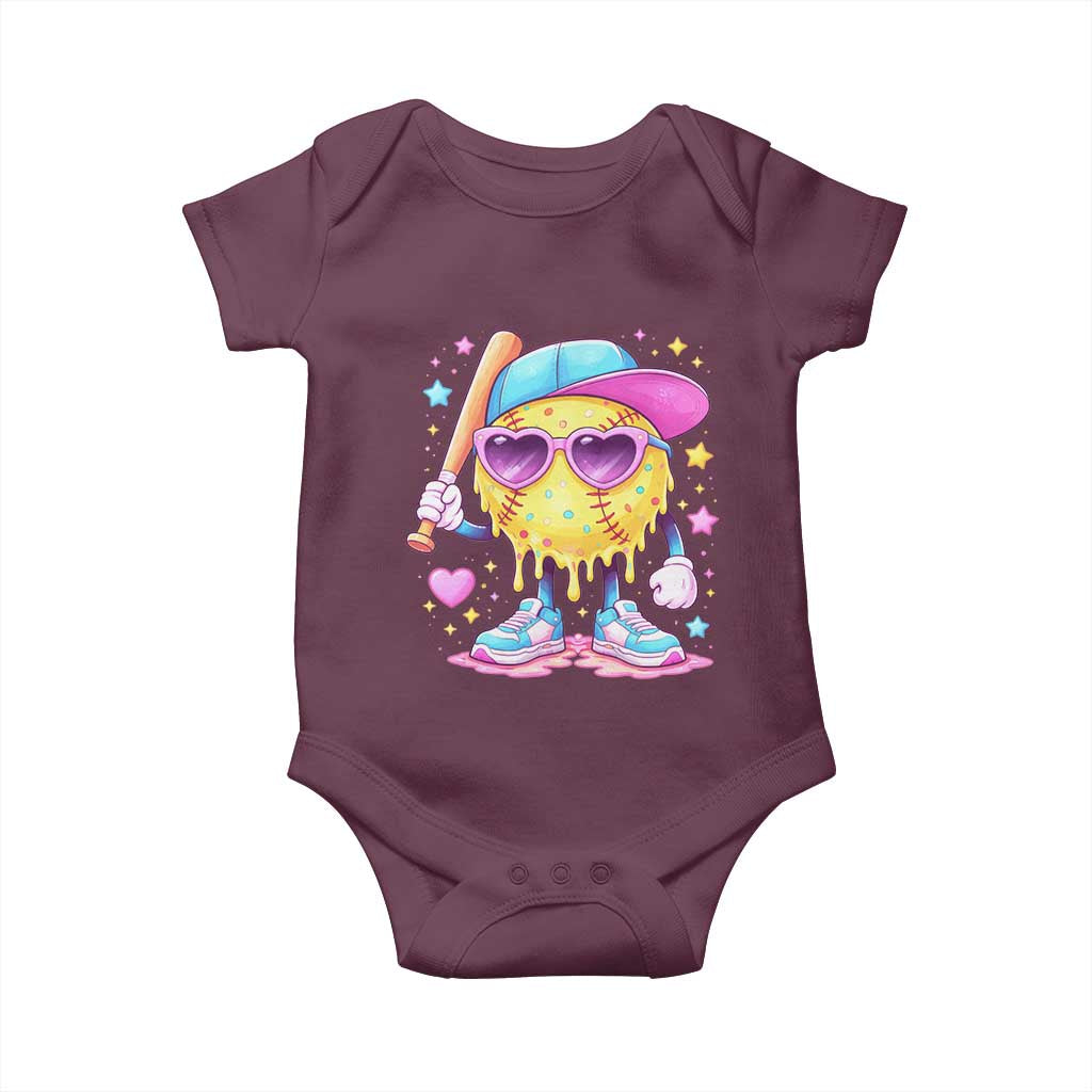 Funny Softball Drip Baby Onesie Ice Cream Sprinkles Softball Girls Kid