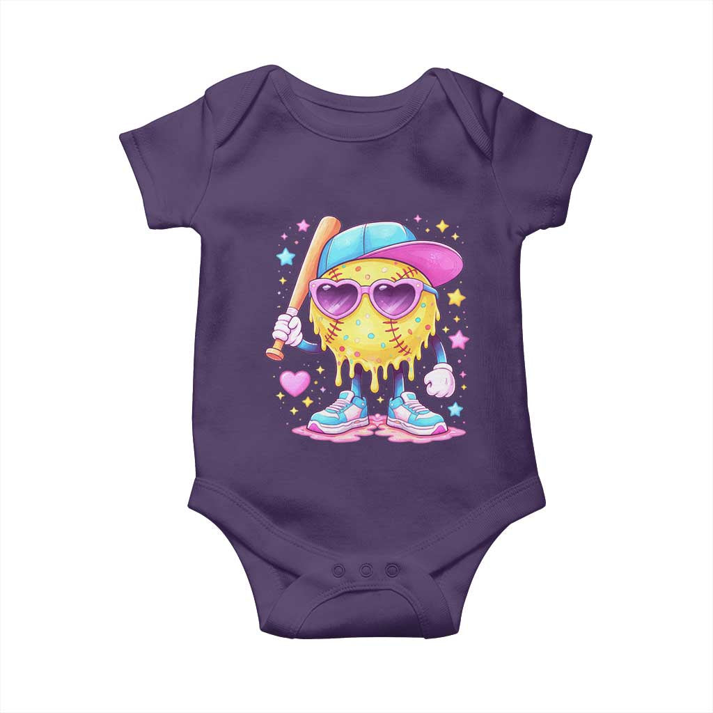 Funny Softball Drip Baby Onesie Ice Cream Sprinkles Softball Girls Kid