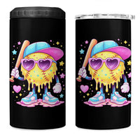 Funny Softball Drip 4 in 1 Can Cooler Tumbler Ice Cream Sprinkles Softball Girls Kid