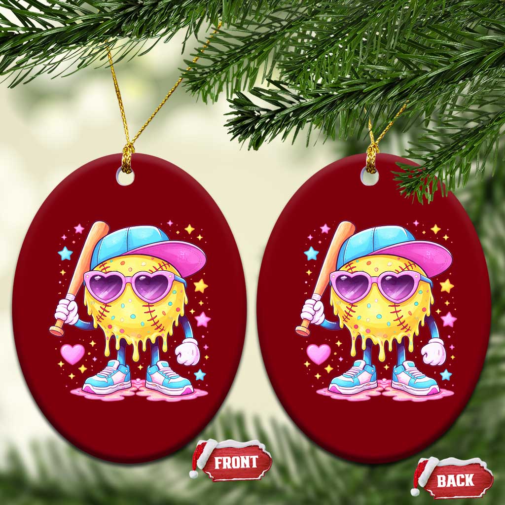 Funny Softball Drip Ceramic Ornament Ice Cream Sprinkles Softball Girls Kid