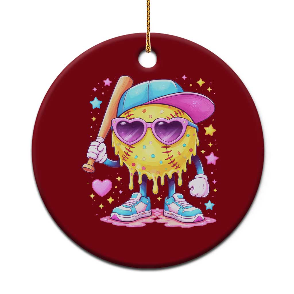 Funny Softball Drip Ceramic Ornament Ice Cream Sprinkles Softball Girls Kid