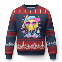 Funny Softball Drip Ugly Christmas Sweater Ice Cream Sprinkles Softball Girls Kid