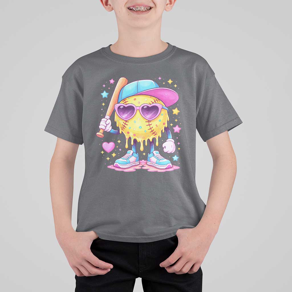 Funny Softball Drip T Shirt For Kid Ice Cream Sprinkles Softball Girls Kid