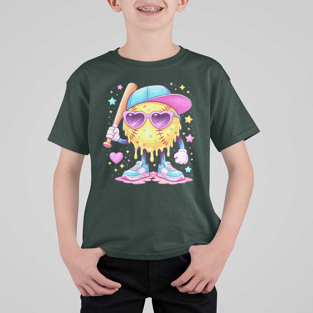 Funny Softball Drip T Shirt For Kid Ice Cream Sprinkles Softball Girls Kid