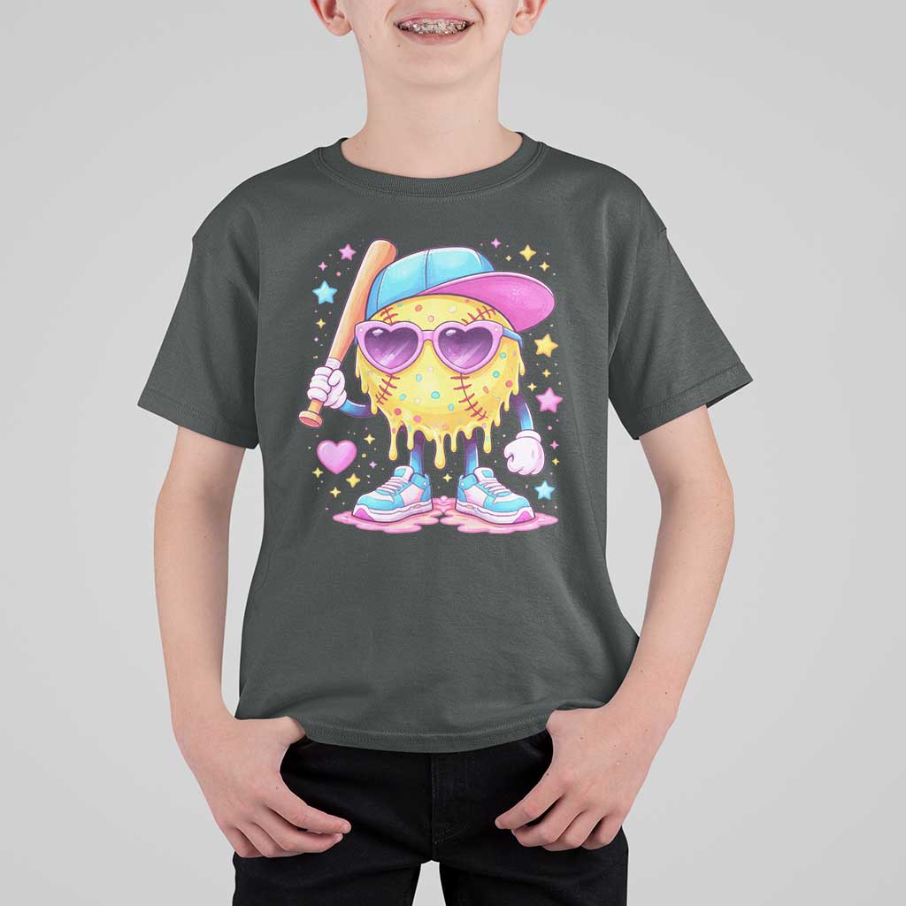 Funny Softball Drip T Shirt For Kid Ice Cream Sprinkles Softball Girls Kid
