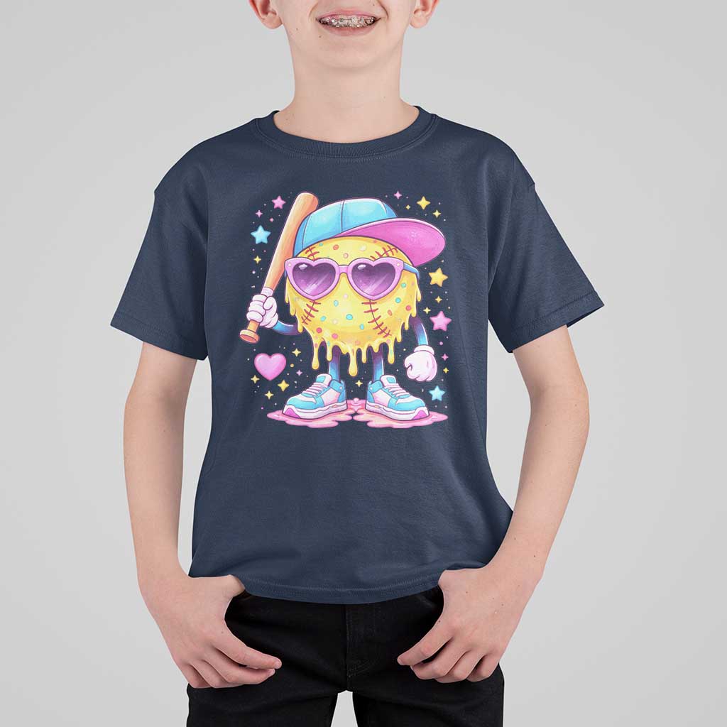Funny Softball Drip T Shirt For Kid Ice Cream Sprinkles Softball Girls Kid