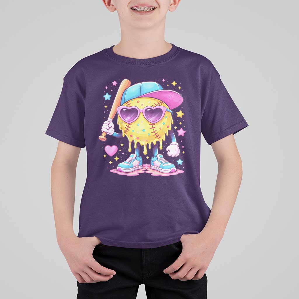 Funny Softball Drip T Shirt For Kid Ice Cream Sprinkles Softball Girls Kid