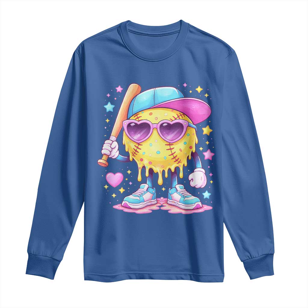 Funny Softball Drip Long Sleeve Shirt Ice Cream Sprinkles Softball Girls Kid