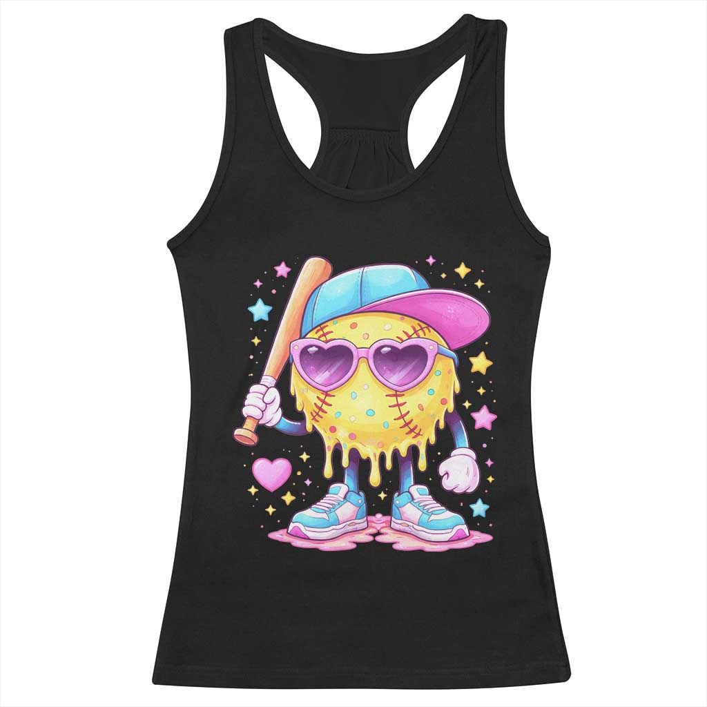 Funny Softball Drip Racerback Tank Top Ice Cream Sprinkles Softball Girls Kid