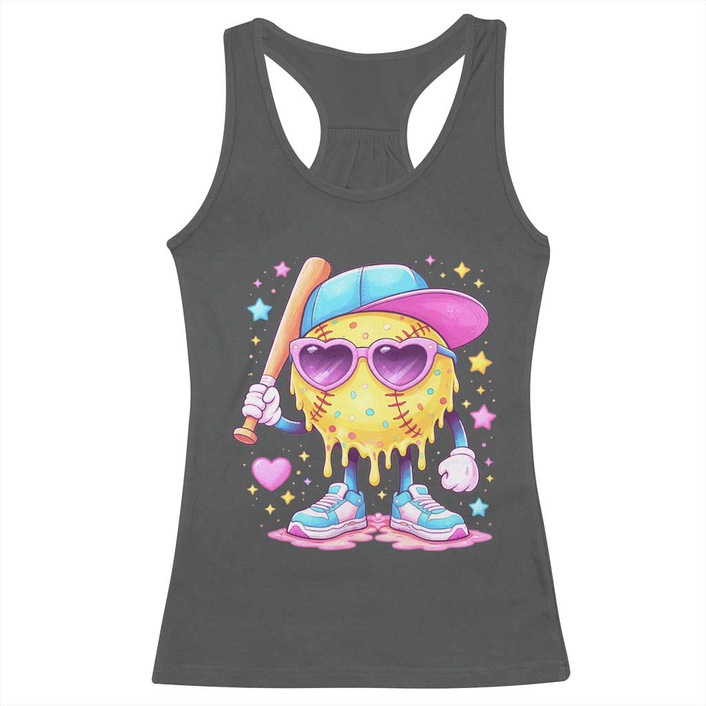 Funny Softball Drip Racerback Tank Top Ice Cream Sprinkles Softball Girls Kid
