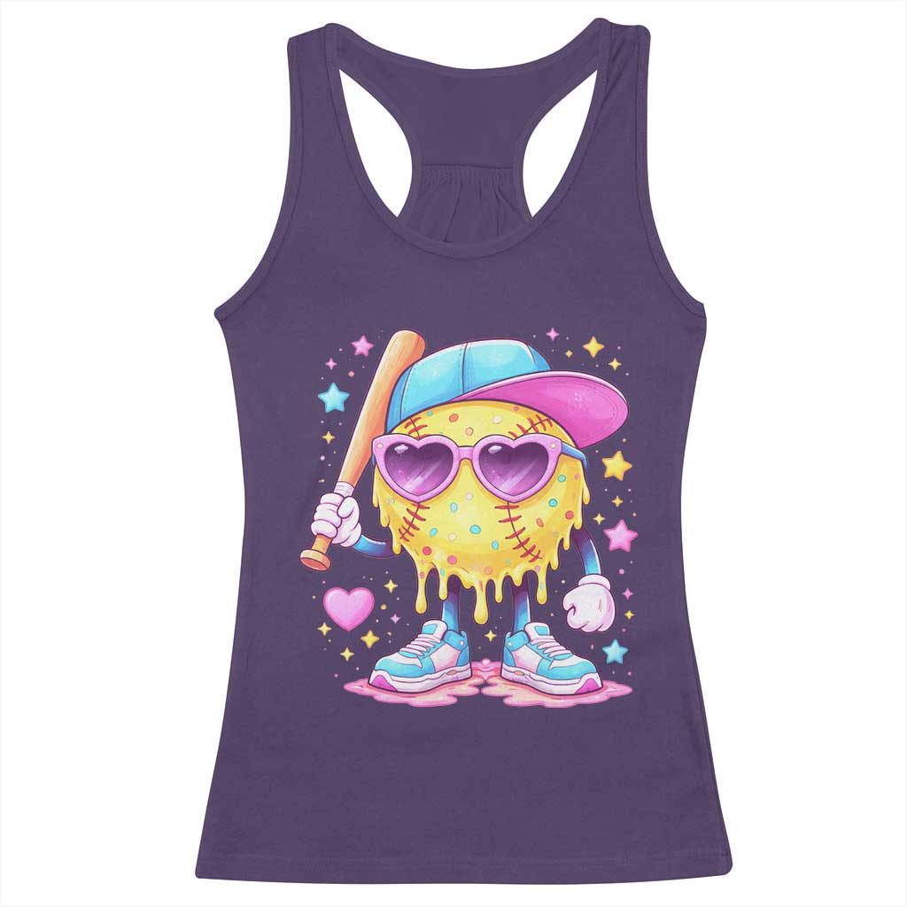Funny Softball Drip Racerback Tank Top Ice Cream Sprinkles Softball Girls Kid