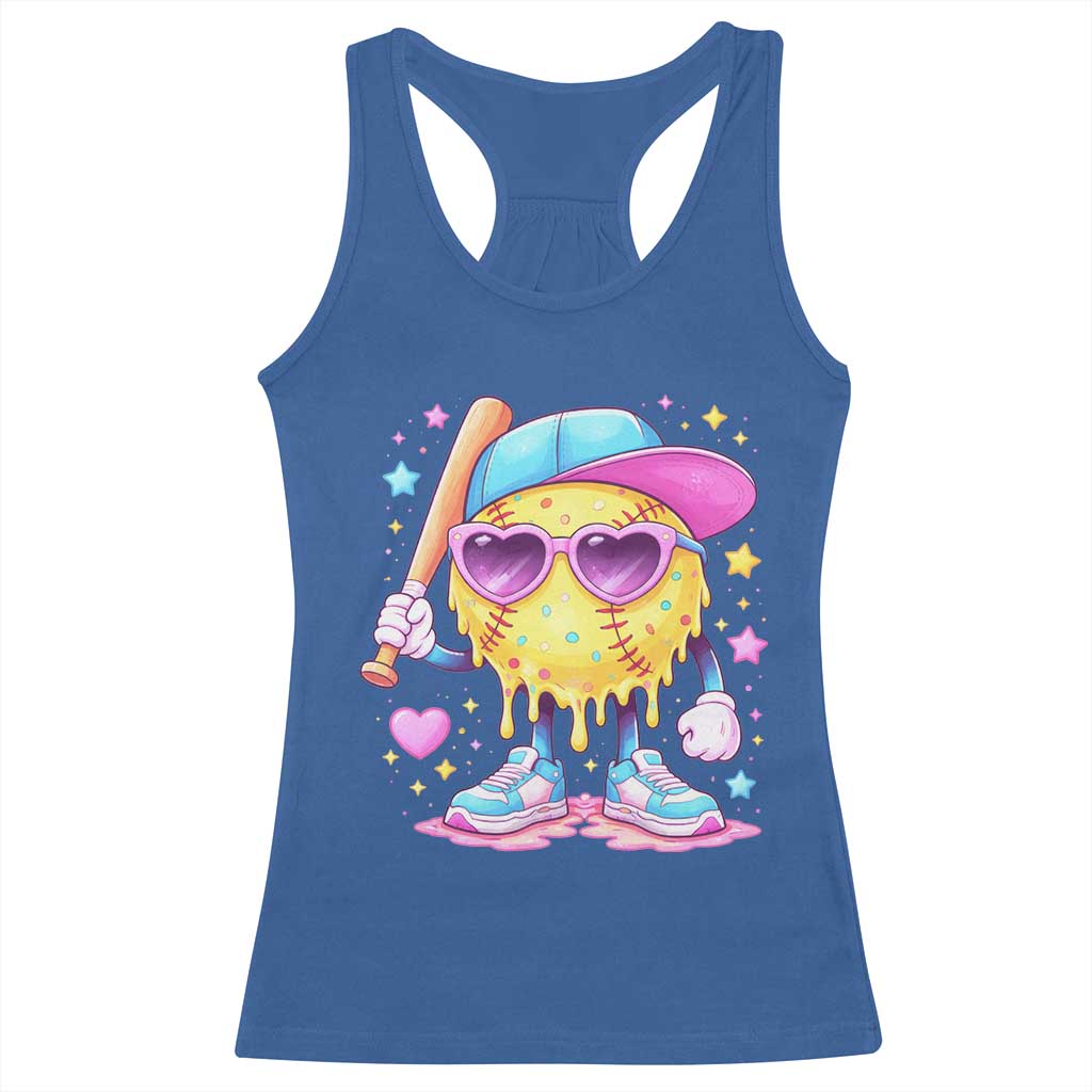 Funny Softball Drip Racerback Tank Top Ice Cream Sprinkles Softball Girls Kid