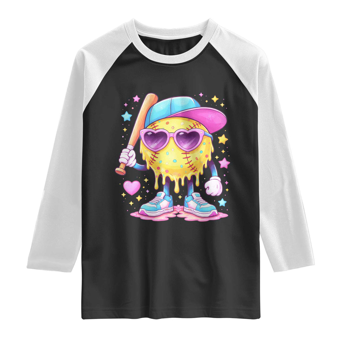 Funny Softball Drip Raglan Shirt Ice Cream Sprinkles Softball Girls Kid