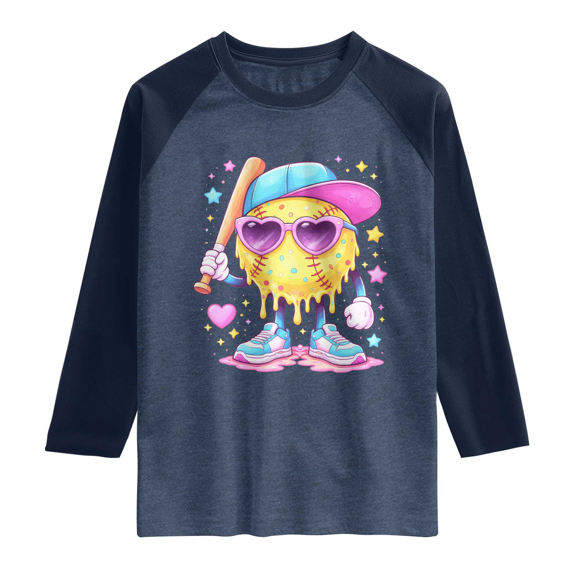 Funny Softball Drip Raglan Shirt Ice Cream Sprinkles Softball Girls Kid