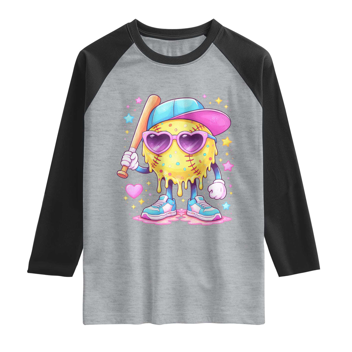 Funny Softball Drip Raglan Shirt Ice Cream Sprinkles Softball Girls Kid