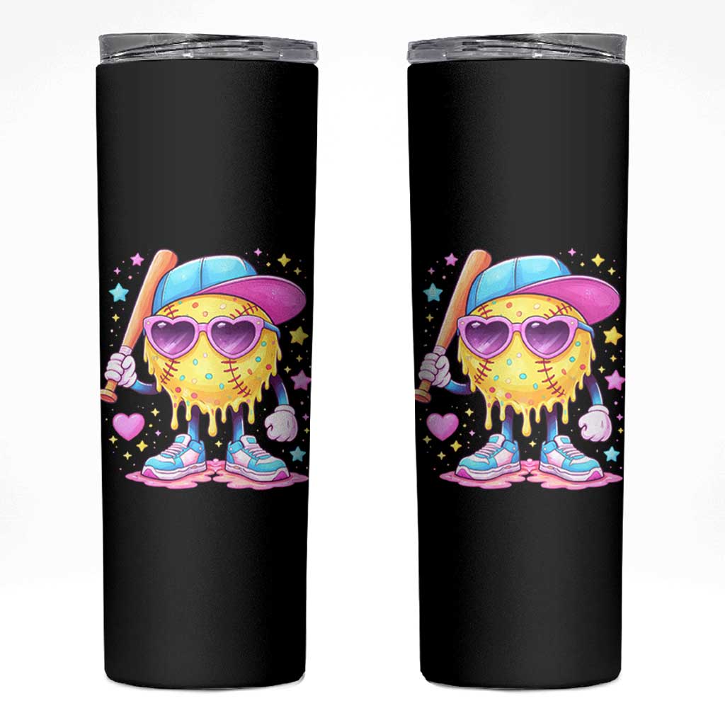 Funny Softball Drip Skinny Tumbler Ice Cream Sprinkles Softball Girls Kid