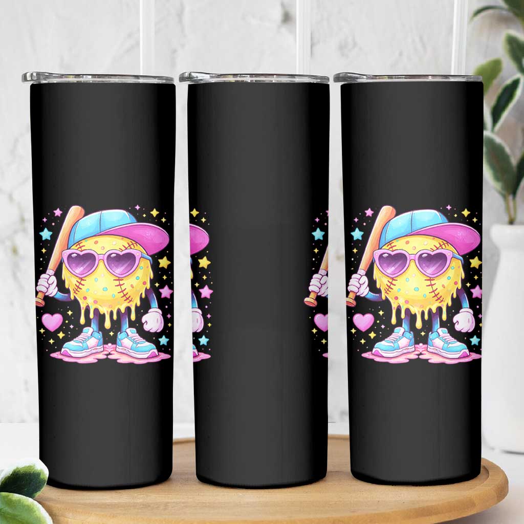 Funny Softball Drip Skinny Tumbler Ice Cream Sprinkles Softball Girls Kid