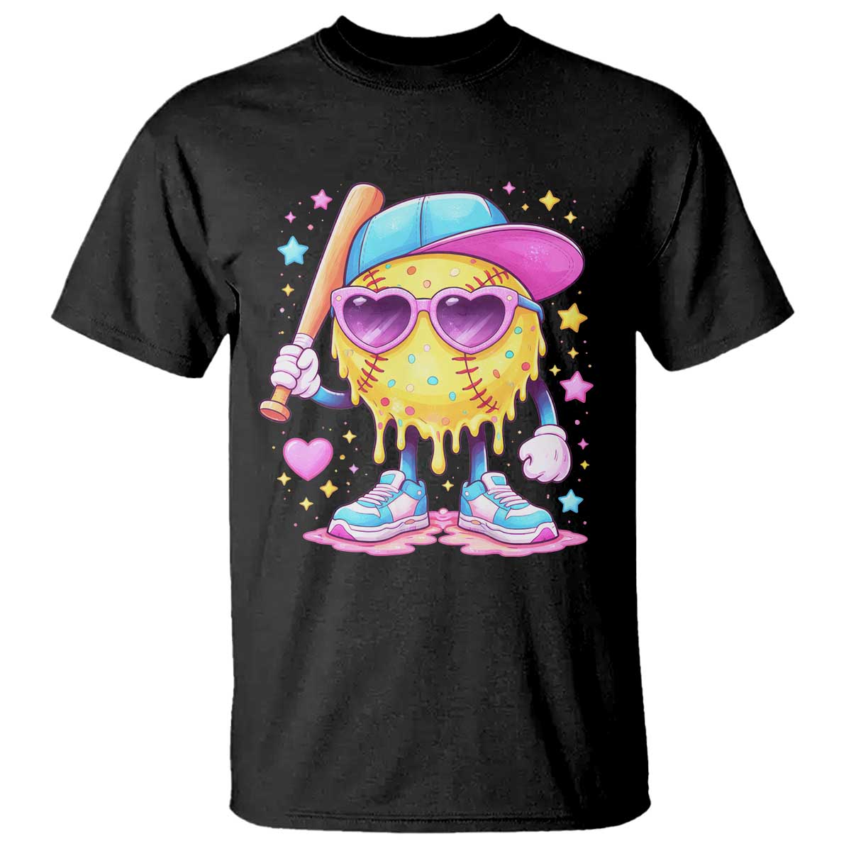 Funny Softball Drip T Shirt Ice Cream Sprinkles Softball Girls Kid