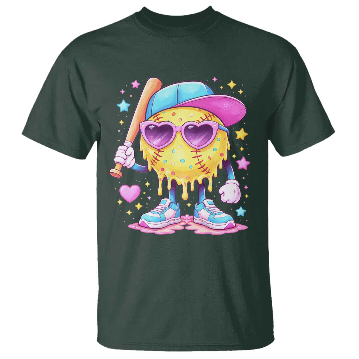 Funny Softball Drip T Shirt Ice Cream Sprinkles Softball Girls Kid