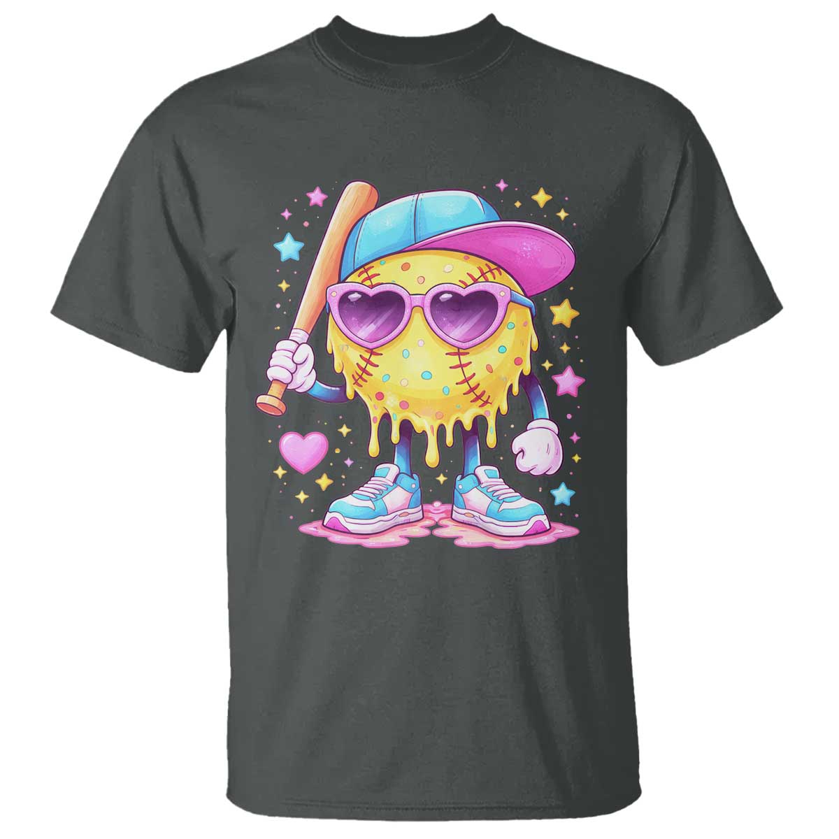 Funny Softball Drip T Shirt Ice Cream Sprinkles Softball Girls Kid