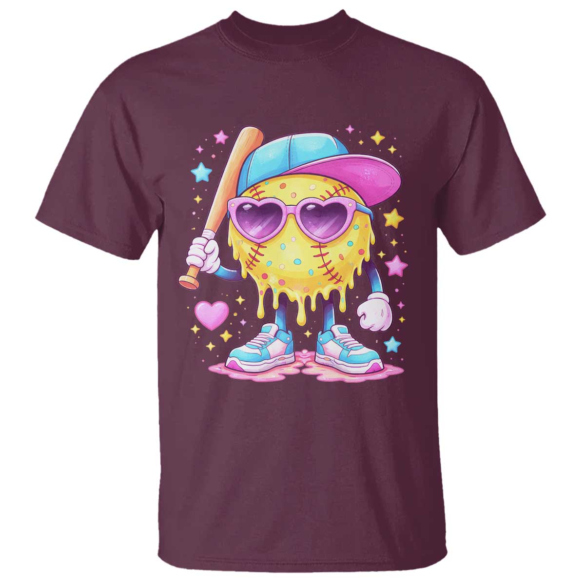 Funny Softball Drip T Shirt Ice Cream Sprinkles Softball Girls Kid
