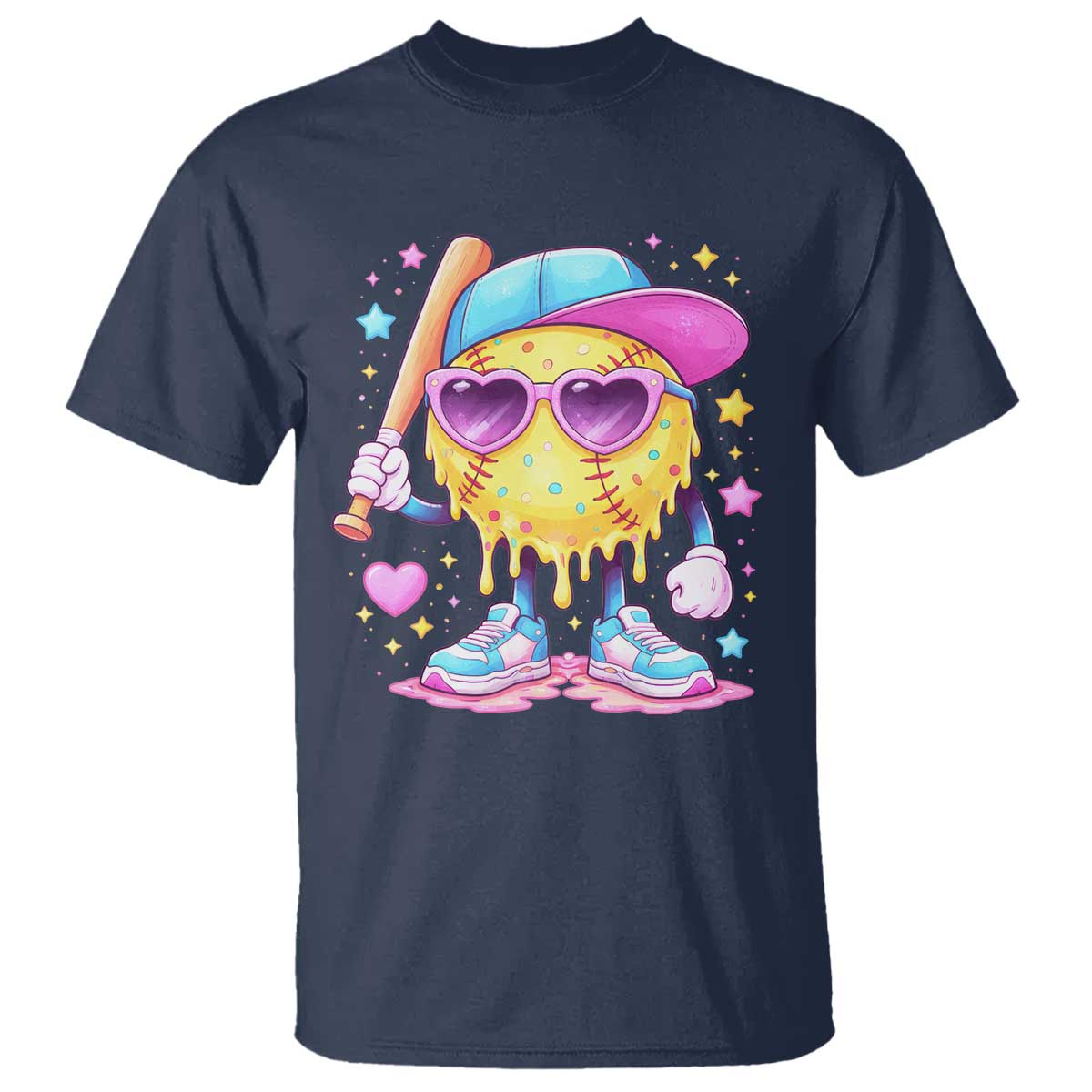 Funny Softball Drip T Shirt Ice Cream Sprinkles Softball Girls Kid