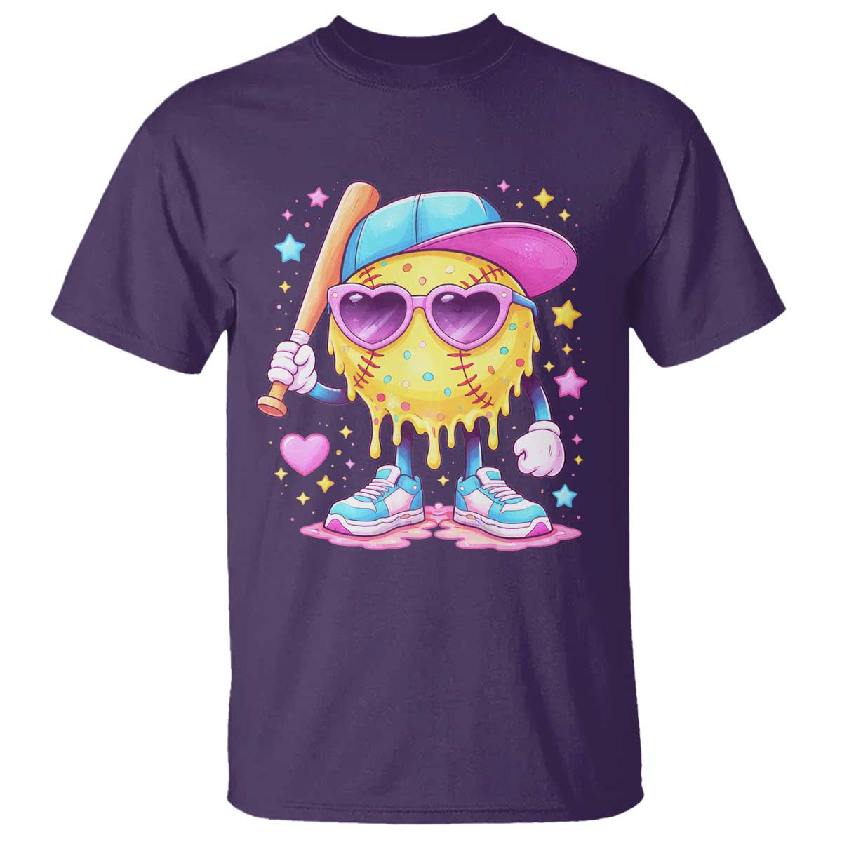 Funny Softball Drip T Shirt Ice Cream Sprinkles Softball Girls Kid