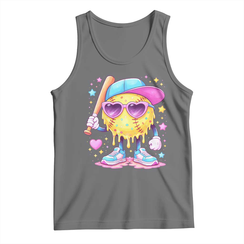 Funny Softball Drip Tank Top Ice Cream Sprinkles Softball Girls Kid