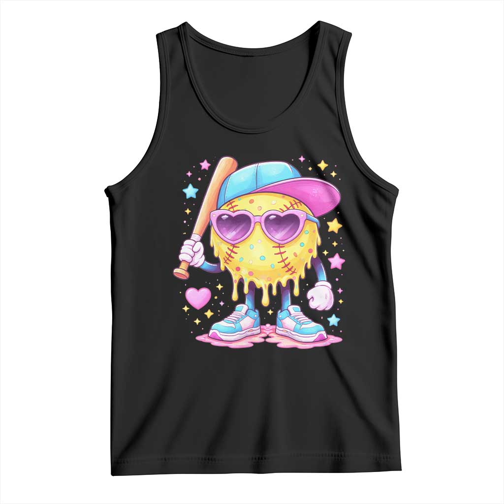 Funny Softball Drip Tank Top Ice Cream Sprinkles Softball Girls Kid