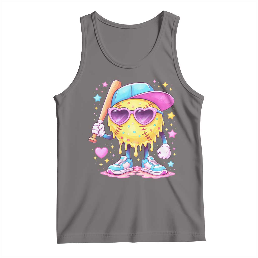 Funny Softball Drip Tank Top Ice Cream Sprinkles Softball Girls Kid