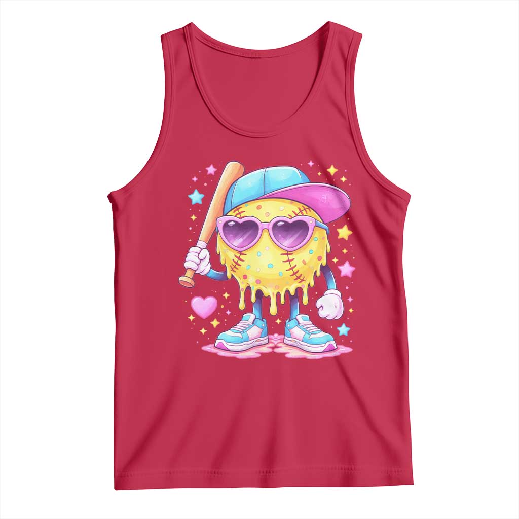 Funny Softball Drip Tank Top Ice Cream Sprinkles Softball Girls Kid